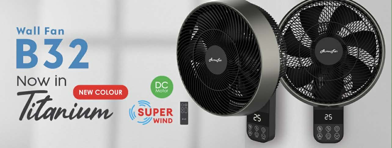 ALPHA MOTTO B32 Wall Fan 14 inches Blades 10 Speeds with Remote Control ...