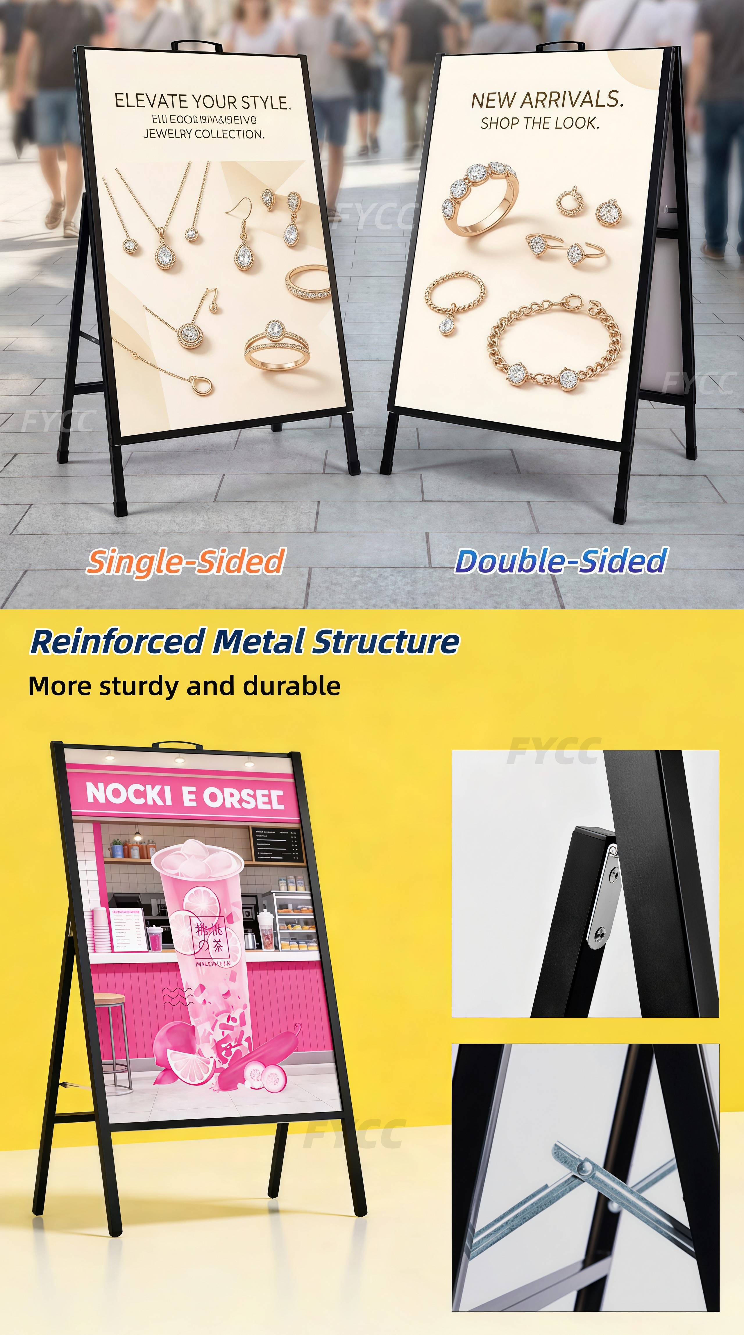 Metal Poster Display Standee Foldable Portable Welcome Board A Frame ...