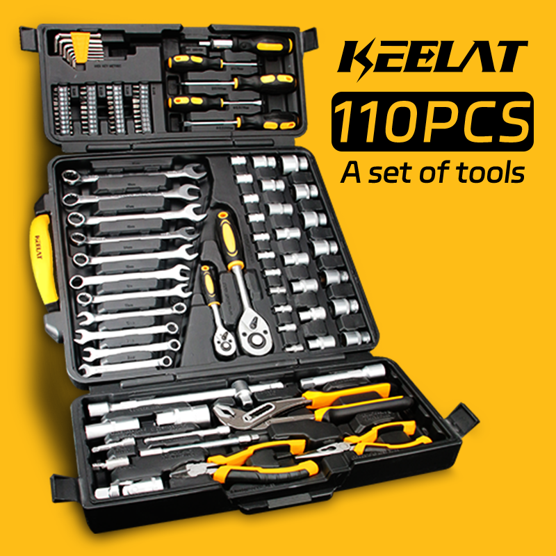 KEELAT 110PCS Tool Box Set Toolbox Spanar Box Tool Set Tool Set Wrench ...