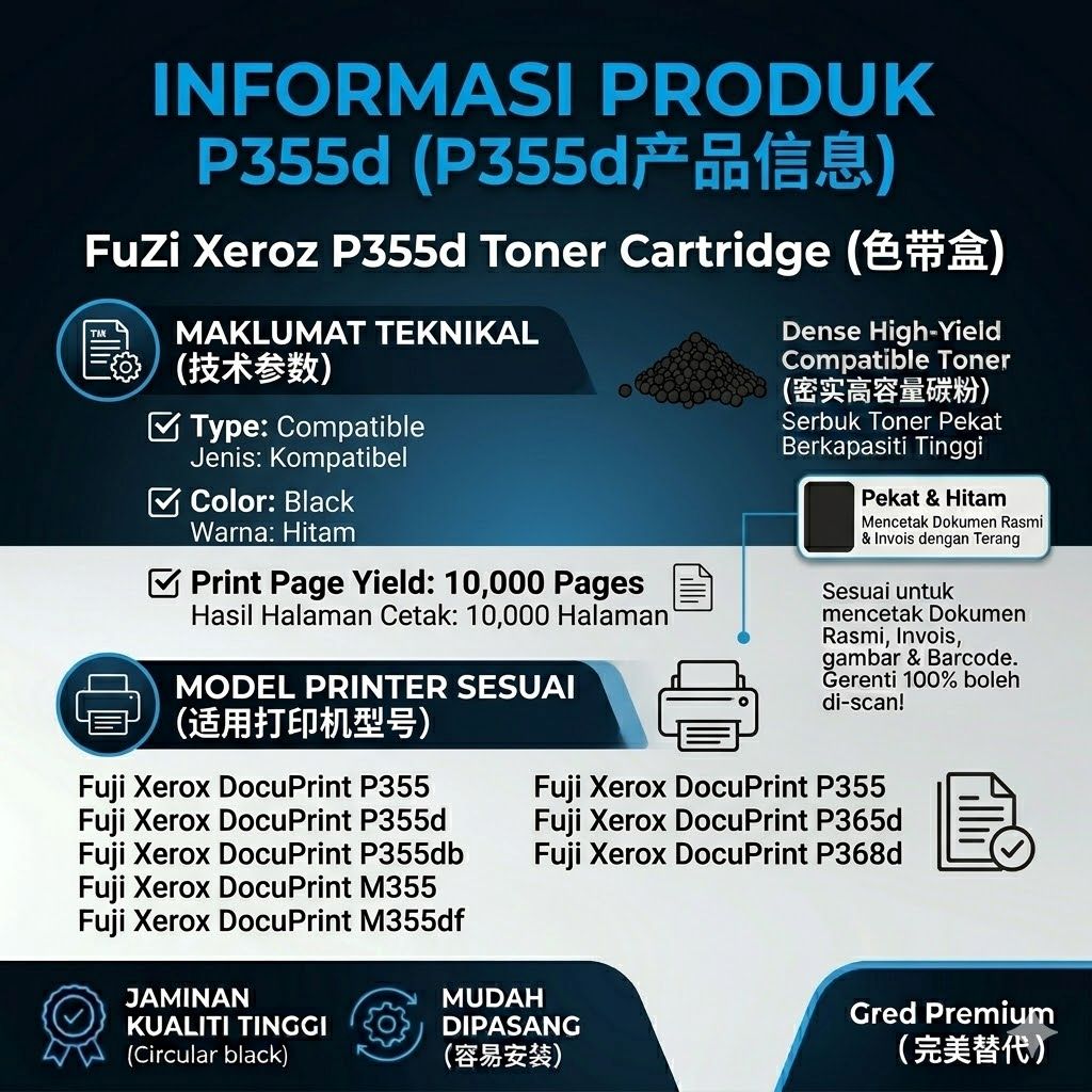 Compatible FujiXerox Fuj* Xero* Docuprint P355 P355d P355db M355 M355df ...