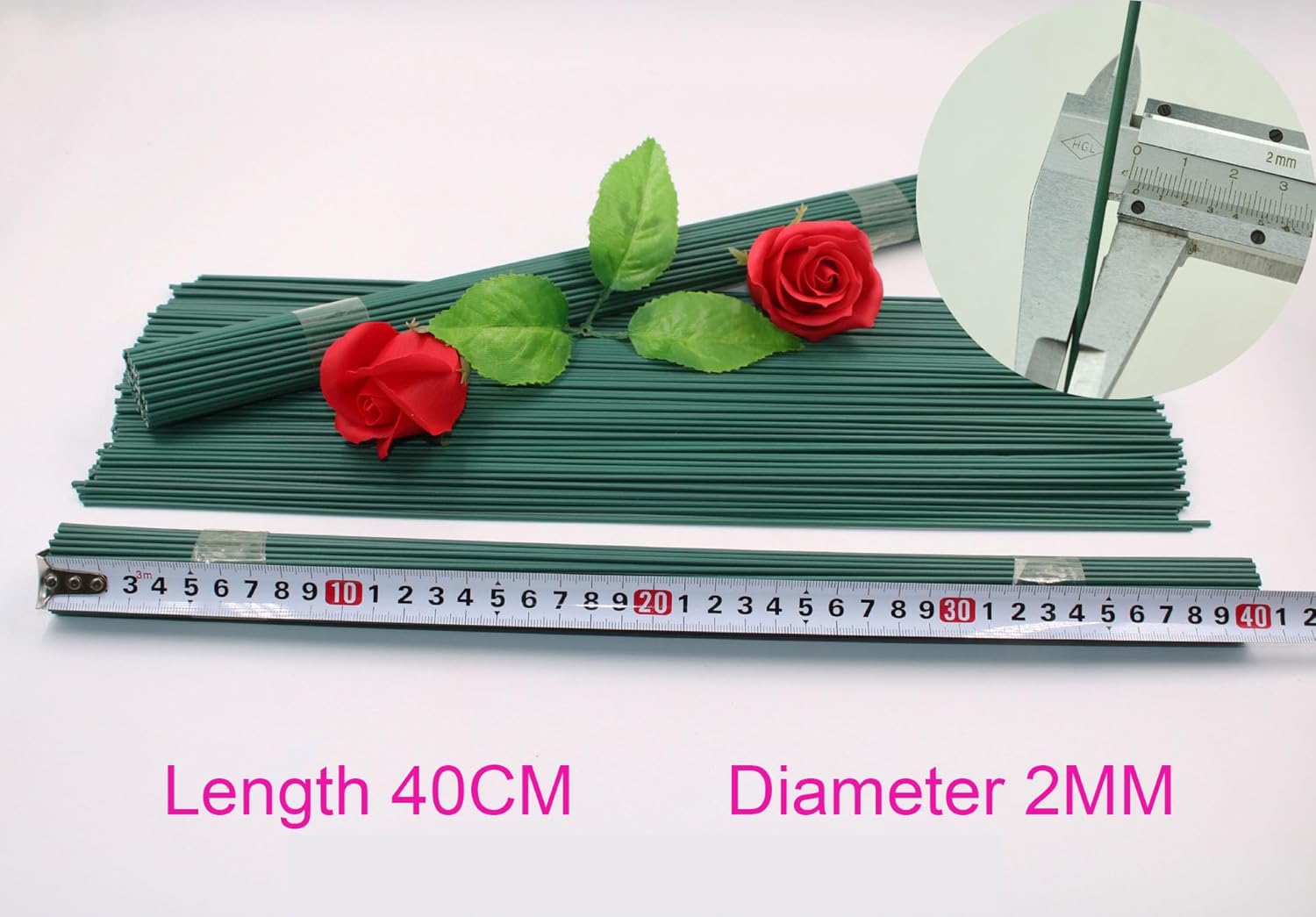 GOCRAFT Flower Stem 2mm x 40cm (20pcs) | 9 Colors Available | Floral ...