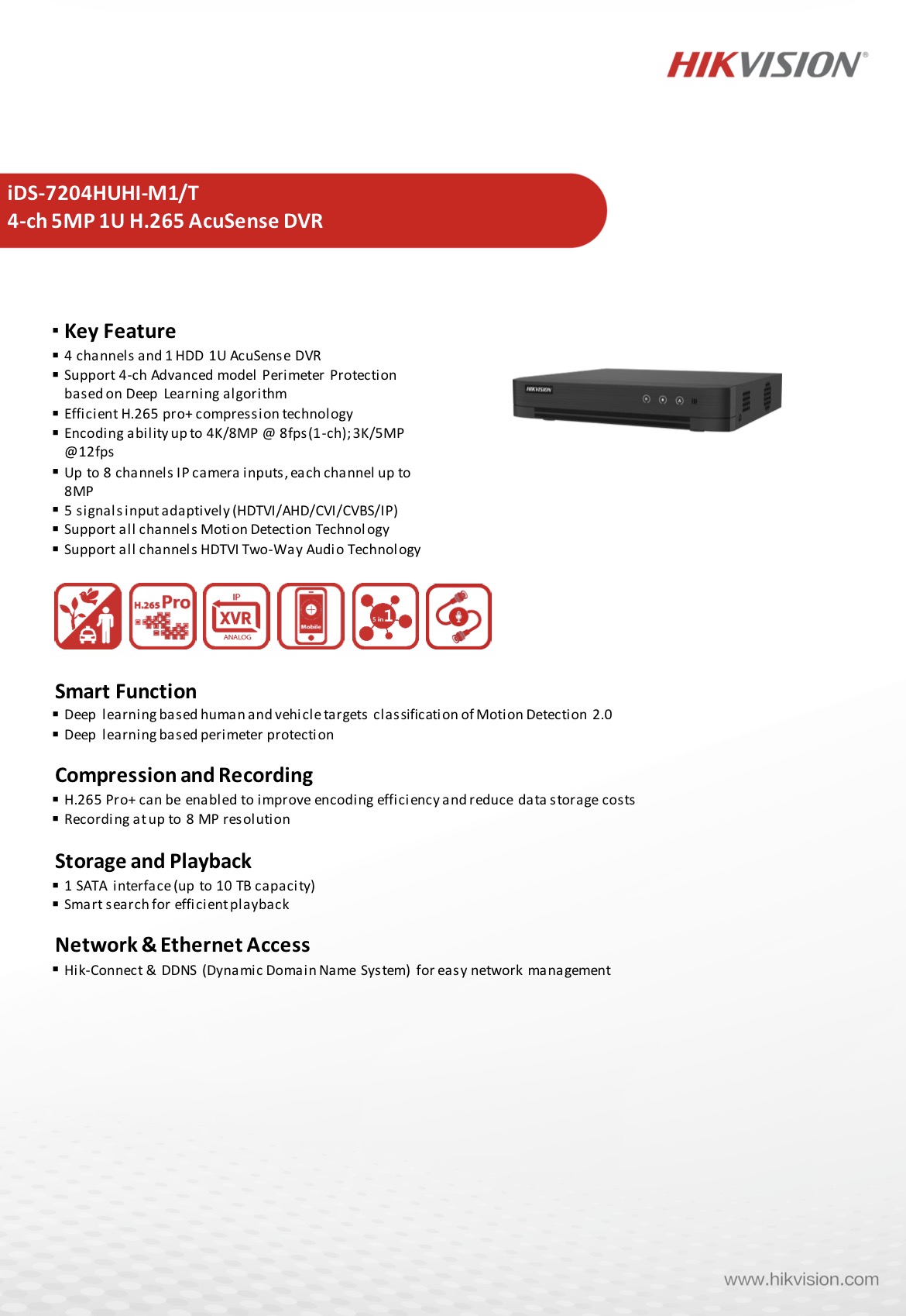 HIKVISION 4CH 8MP iDS-7204HUHI-M1/T CCTV DVR + HDD 4 CH CHANNEL 2160P 8 ...
