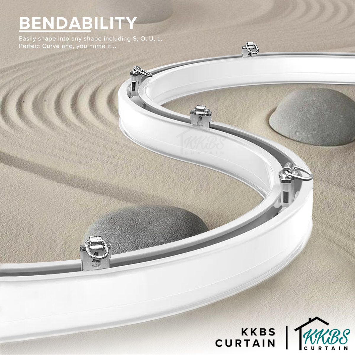 KKBS CURTAIN Audery Bendable Curve Curtain Track/Ripple Fold Curtain ...
