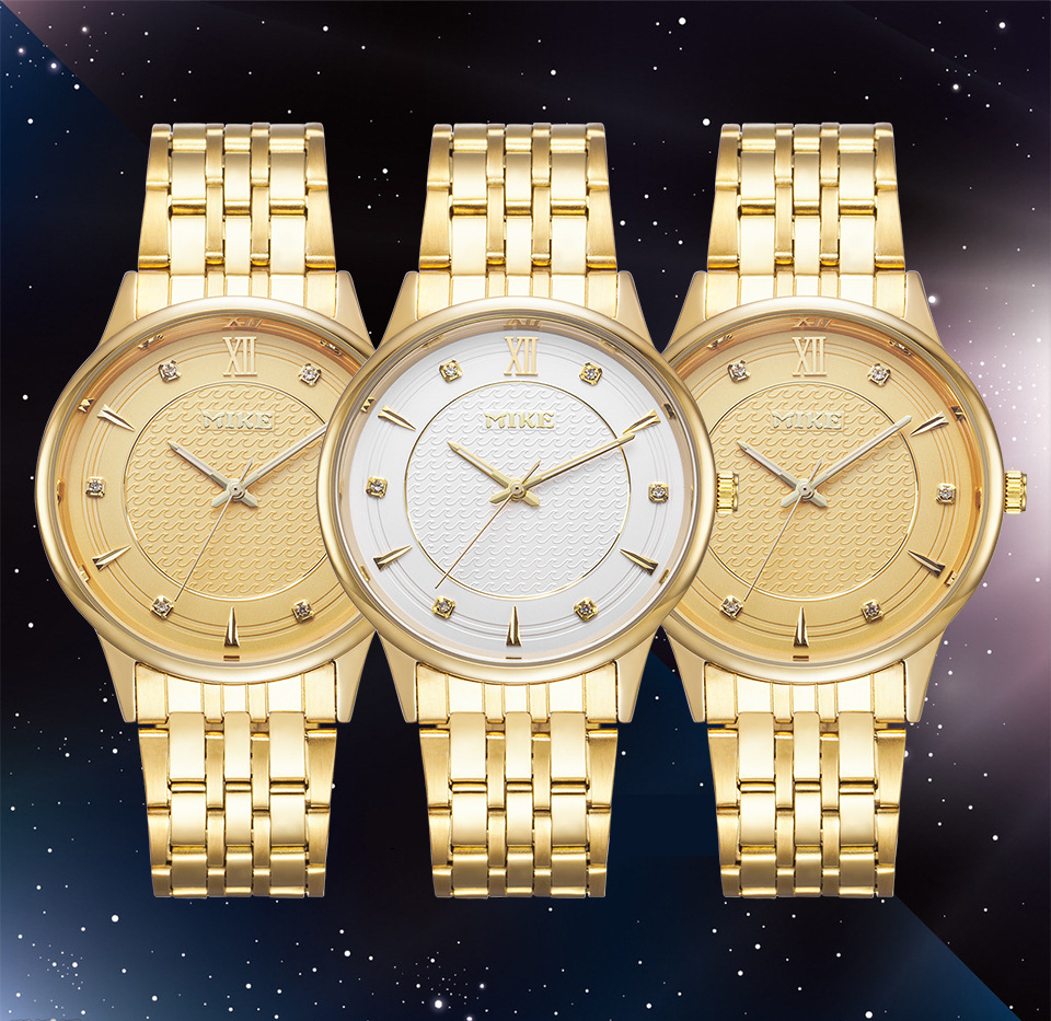 MIKE 8303 Men’s Fashion Gold Watch – Simple Analog Stainless Steel Jam ...