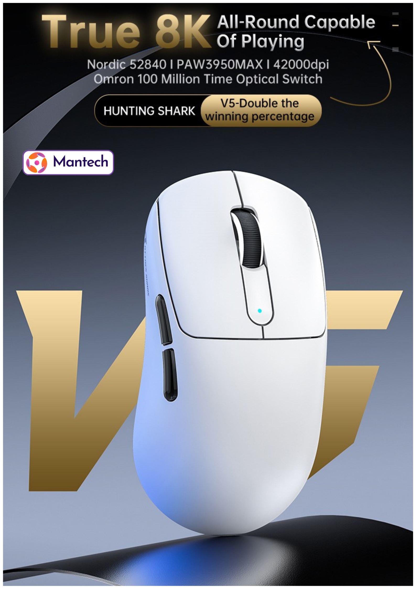 Attack Shark V5MAX Wireless Gaming Mouse – 53g, PAW3950MAX 42000DPI ...