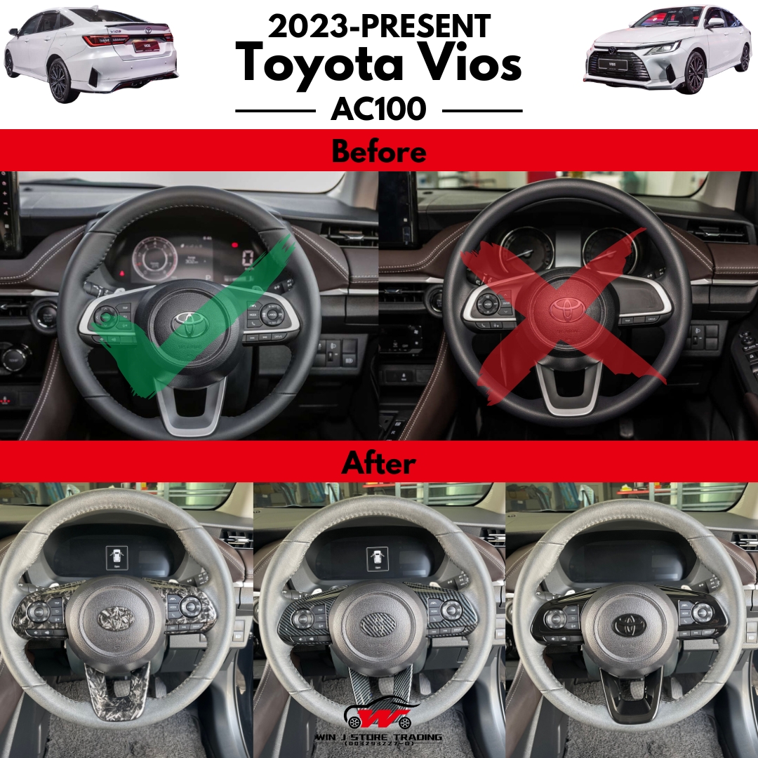 Toyota Vios Gen4 AC100 2023-2025 Carbon Trim/Glossy Black Steering ...