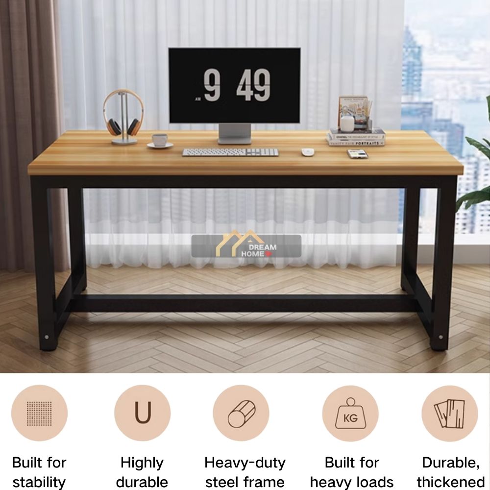 DREAM HOME Computer Desk Workstation Office Table Heavy Duty Meja ...