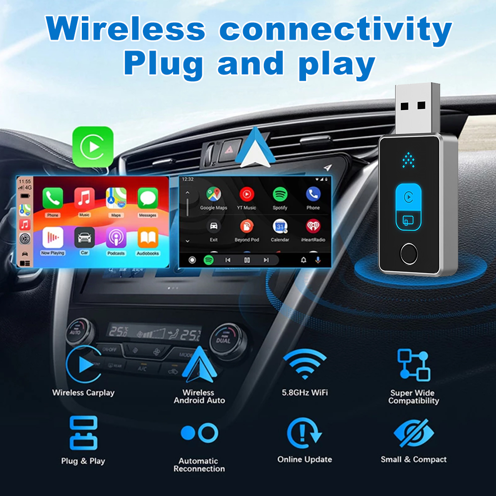 Wireless CarPlay android auto adapter for factory wired car, wireless ...