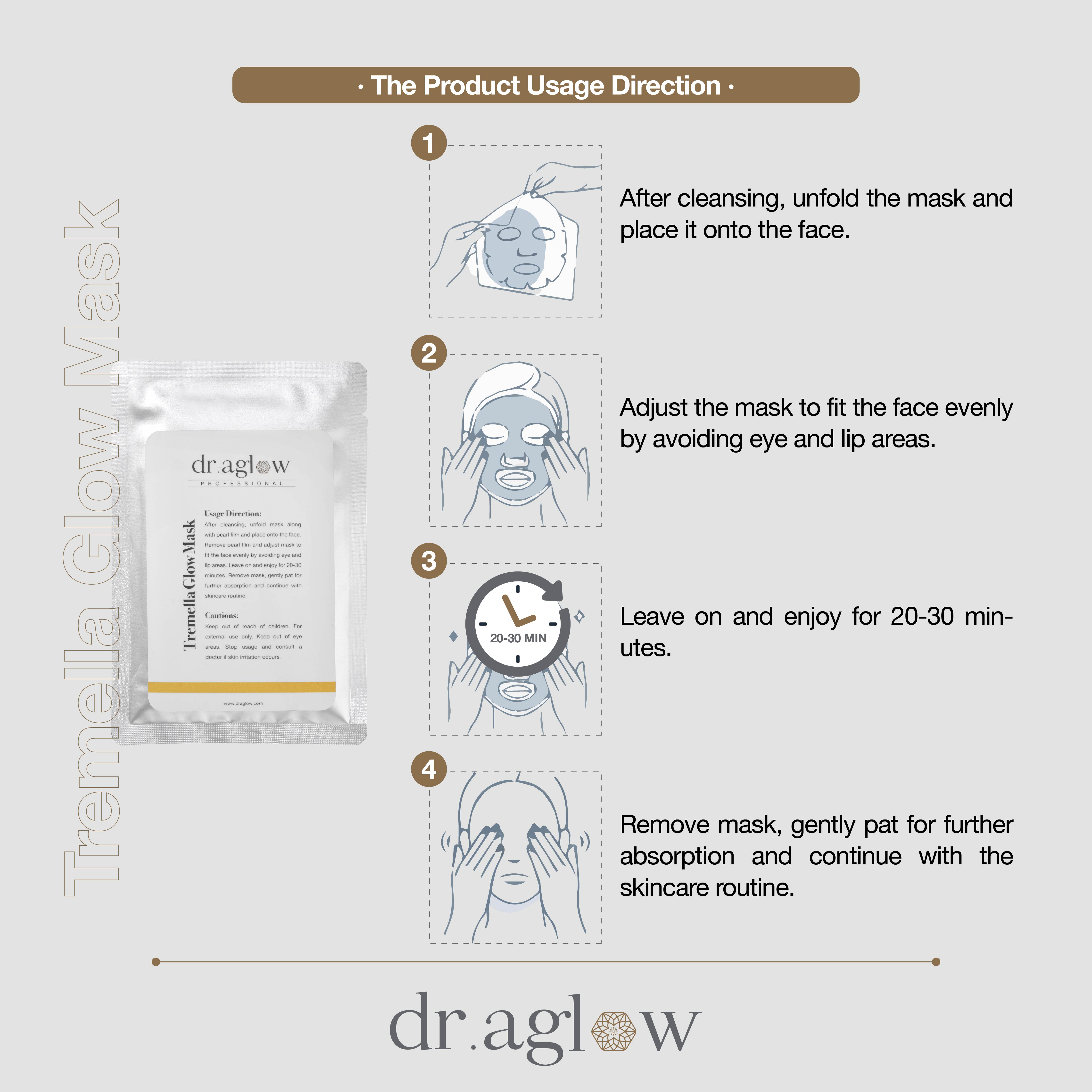 Dr.Aglow Tremella Glow Facial Sheet Mask for Skin Glowing & Anti-Aging ...