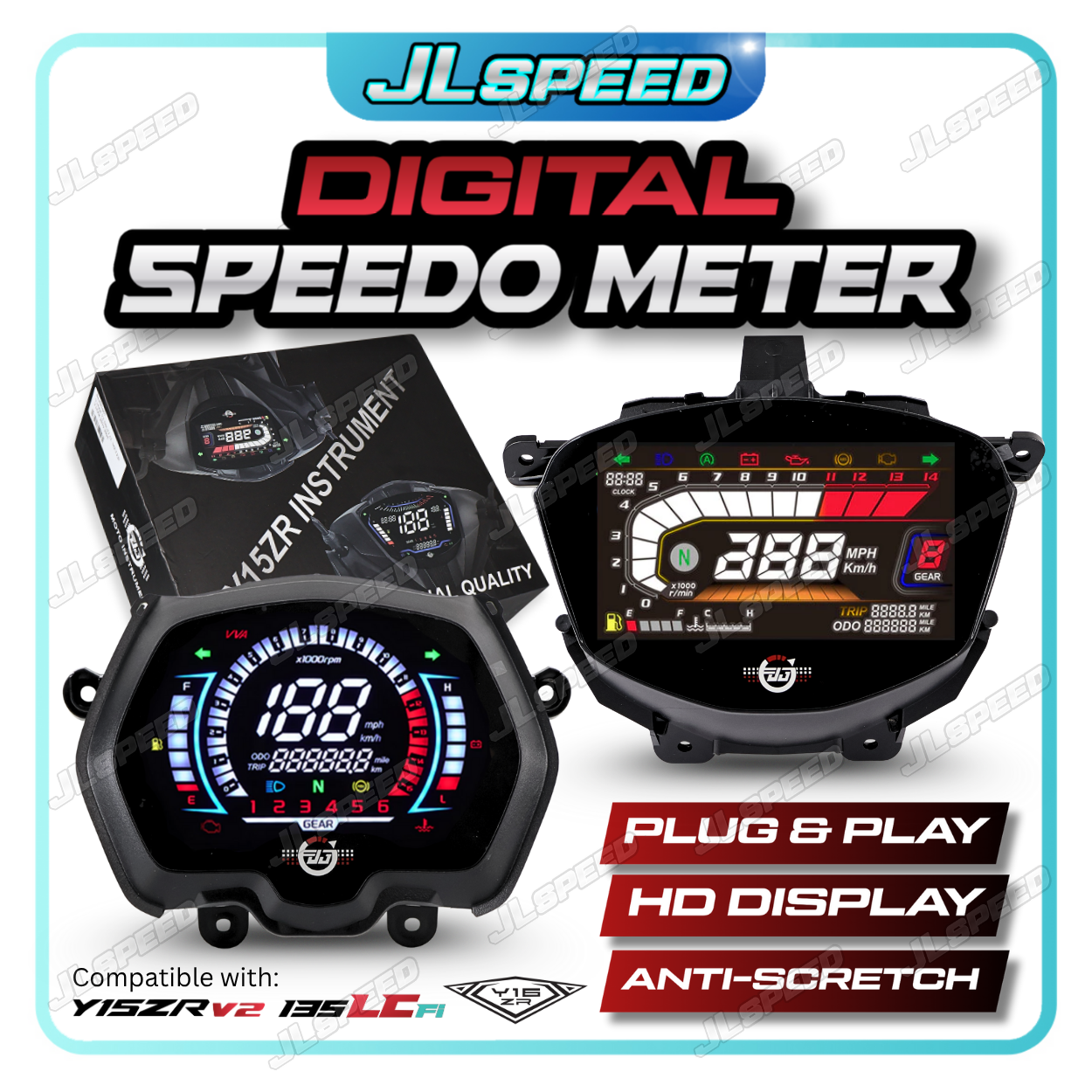 Y15 V2 / Y16ZR / LC135 V8 FI Digital Meter Speedo Meter Digital Led ...