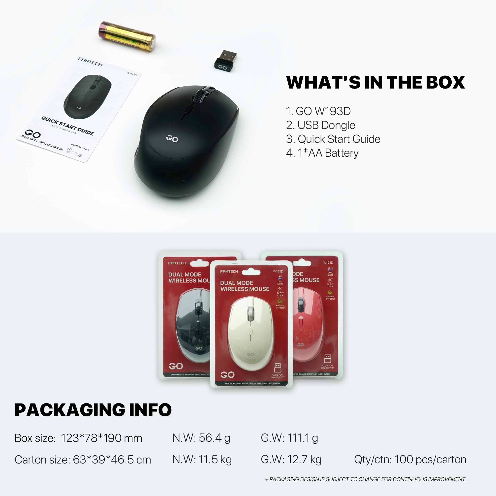 FANTECH W193D GO DUAL MODE WIRELESS MOUSE | Shopee Malaysia
