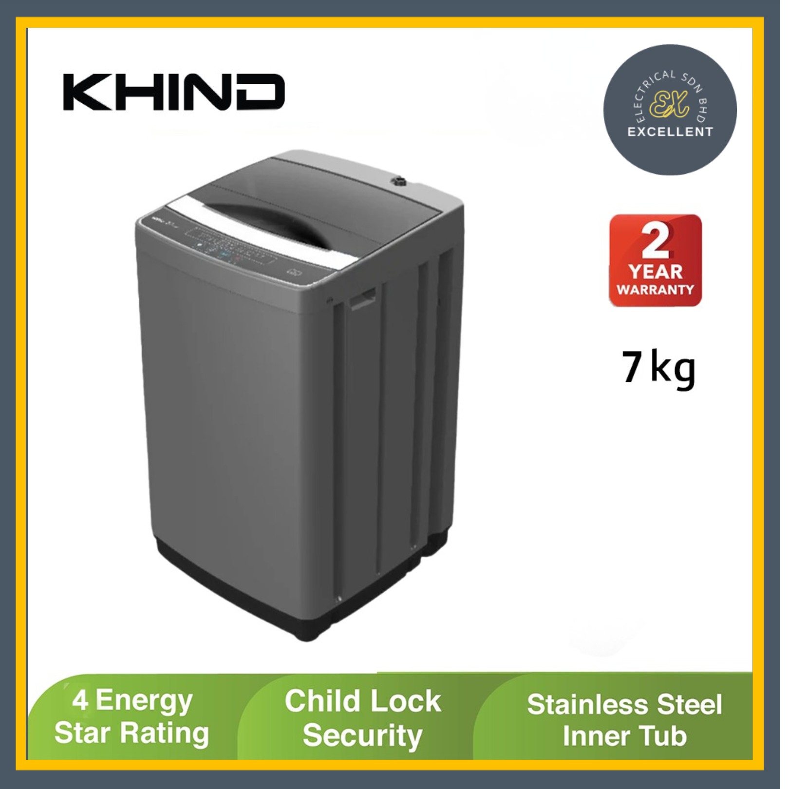(sabah) KHIND 7kg Fully Auto Washing Machine WM70A | Shopee Malaysia