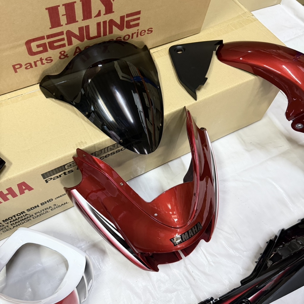 ORIGINAL YAMAHA RXZ 5PV CATALYZER BODY COVER SET WARNA SKALA MERAH ...