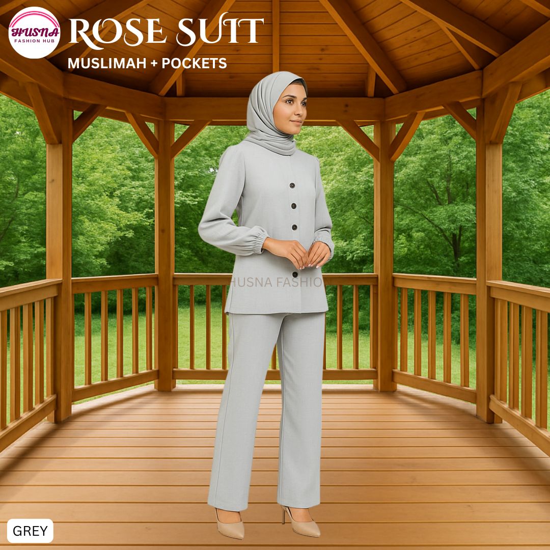 ROSE SUIT MUSLIMAH IRONLESS SET WARDA BLOUSE BERBUTANG + PALAZZO ...