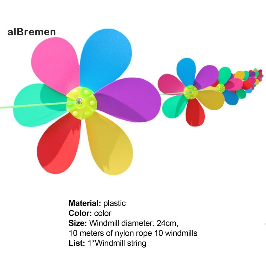 (New) Creative Whirligig Pinwheel for Home Flower Hanging Rope String ...