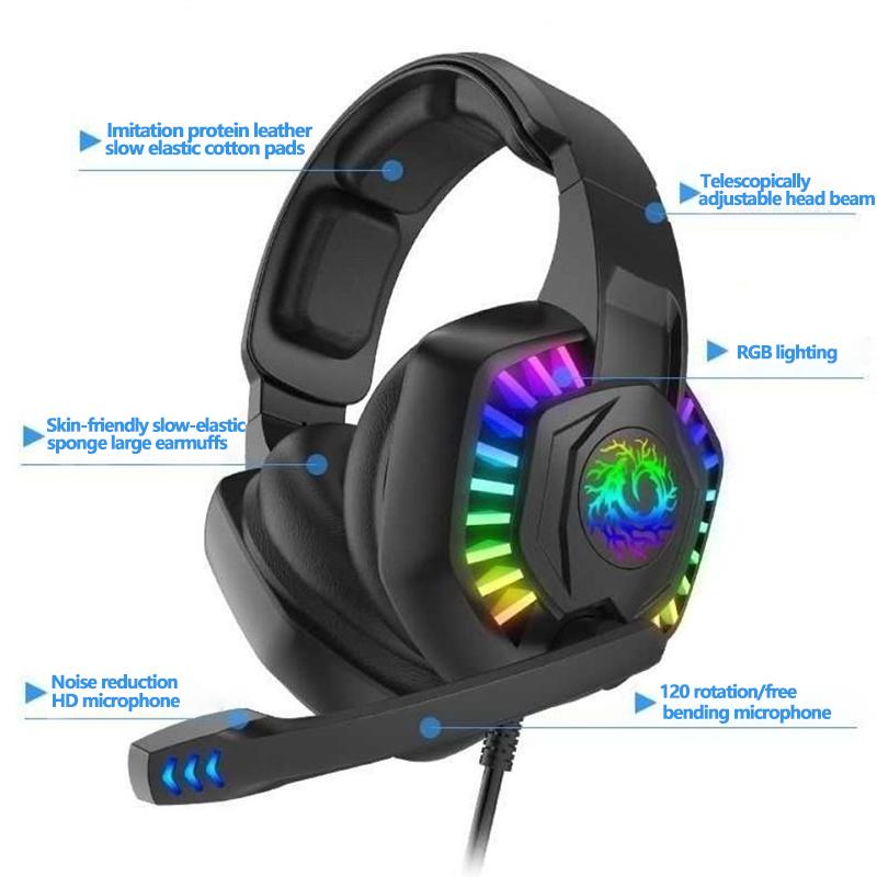 [Local Stock] Colorful Gaming Headphones RGB Wired Headset With Mic ...