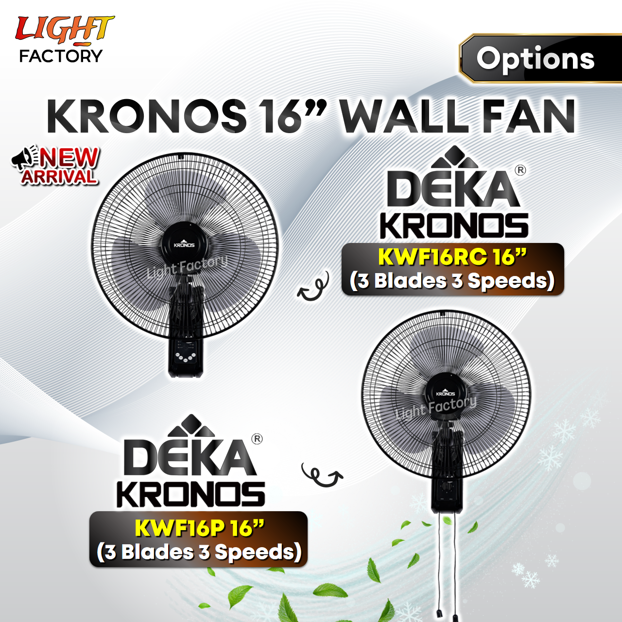 🔥NEW🔥DEKA KRONOS Wall Fan KWF16P | KWF16RC 16
