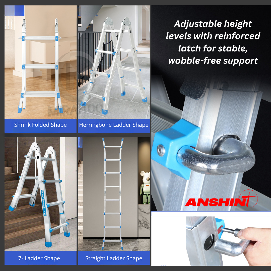 ANSHINT 3-7 Steps Multipurpose Aluminium Telescopic -Transformable ...