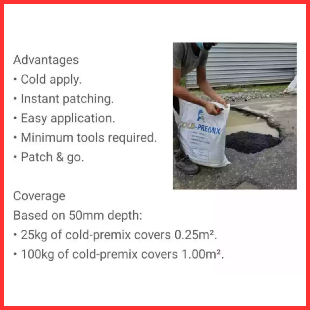 All weather Cold Road Premix 25KG BAG cold mix Asphalt Turap Jalan ...