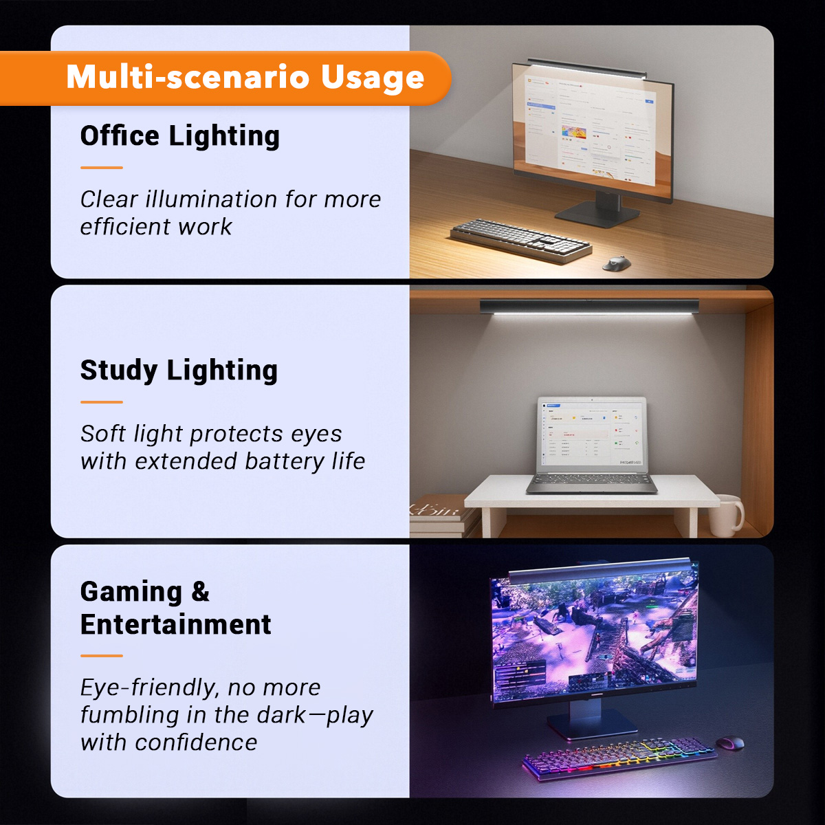 3 Colors Computer Laptop Screen Bar Hanging Light Clip Light Led ...