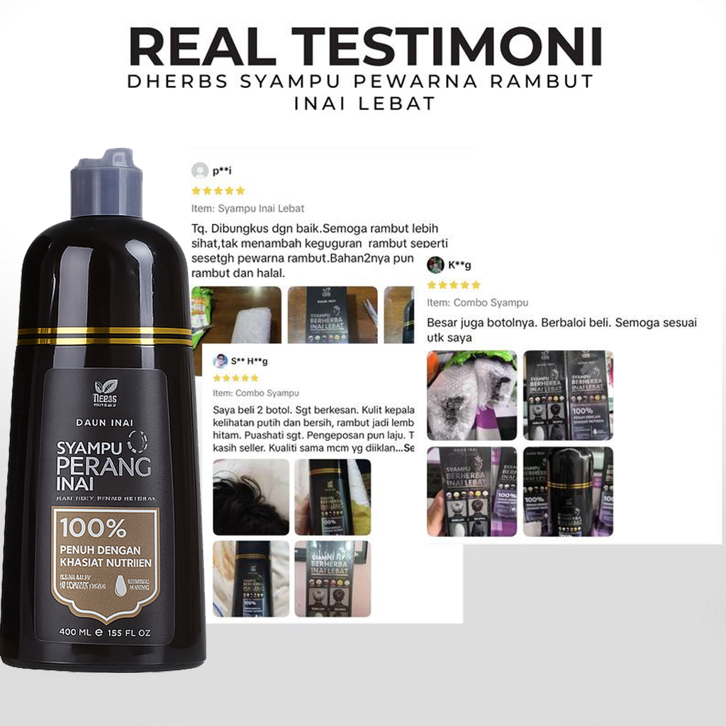 SHAMPOO INAI WARNA D’HERBS – SYAMPU PEWARNA RAMBUT HITAM / COKLAT ...