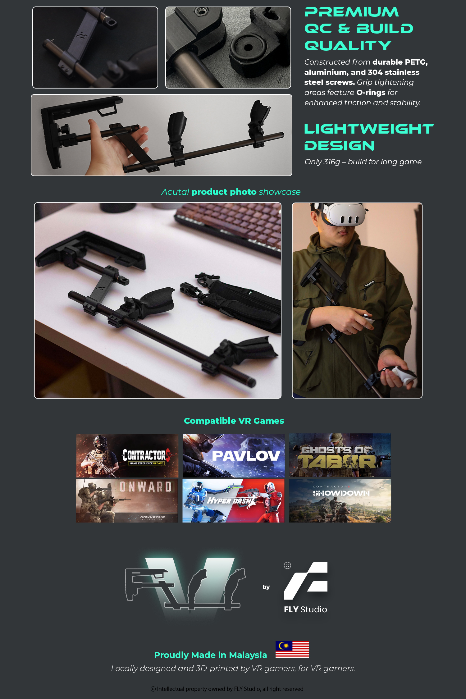 Vstock Pro V4.0 VR Gunstock for Q3/Q3S/Q2 - FPS Gaming Rifle | Pemegang ...