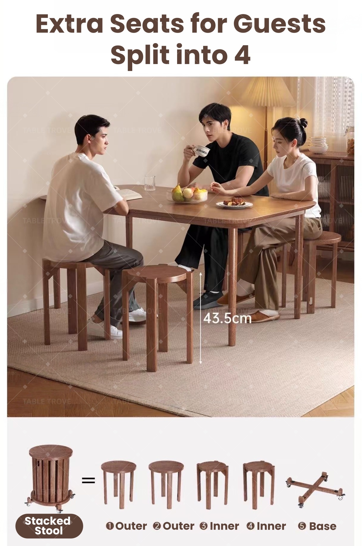 𝑻𝑨𝑩𝑳𝑬 𝑻𝑹𝑶𝑽𝑬 Solid Wood Stool Stackable Chair Stackable Round Chair ...