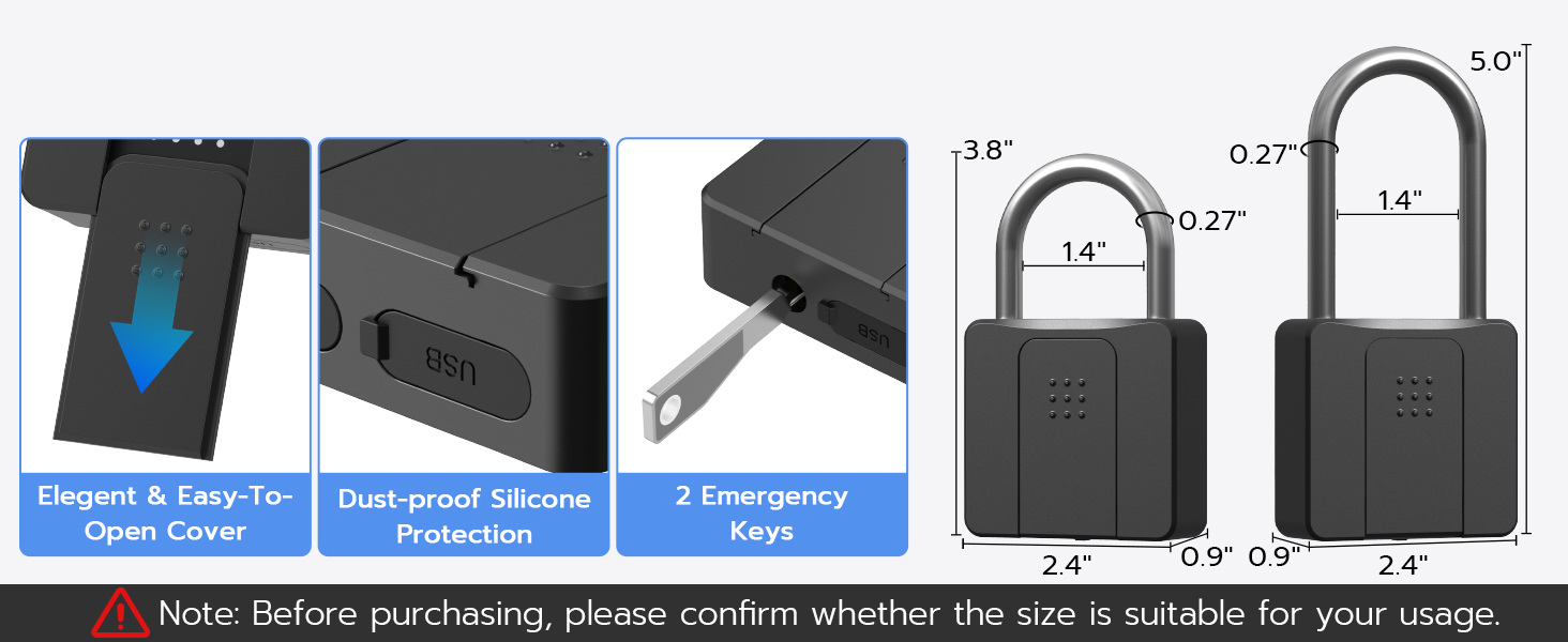 Waterproof Fingerprint Padlock – Outdoor Smart Lock, Dustproof ...