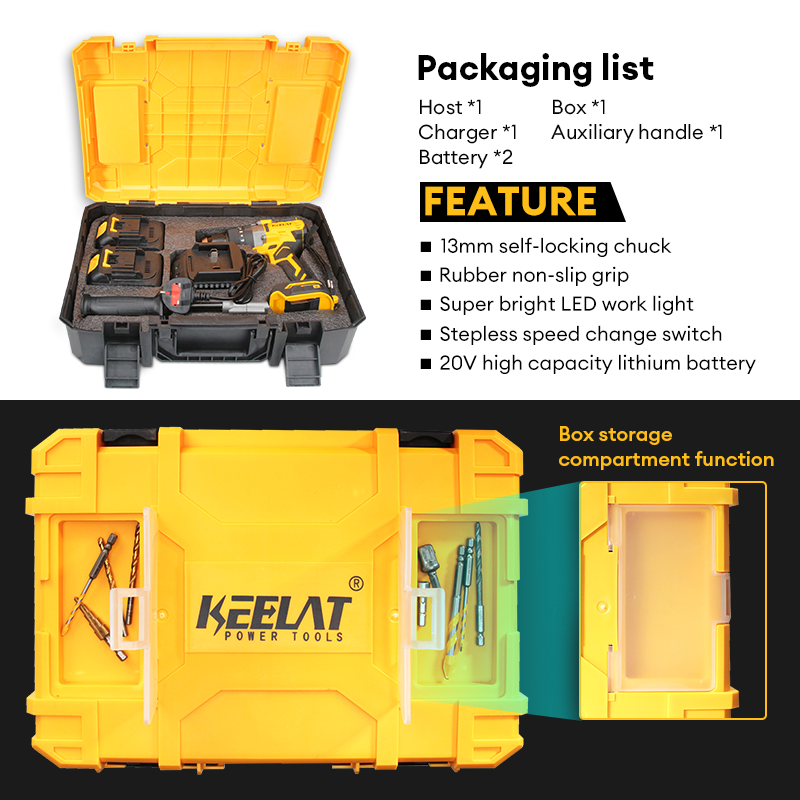 KEELAT Smart Heavy Duty Drill Cordless Electric Drill Rotary Hammer ...