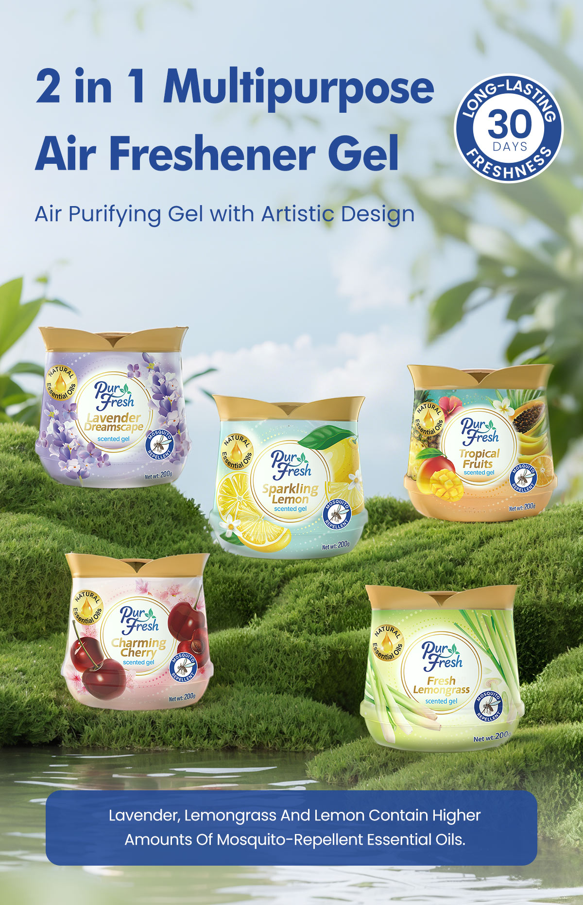 [ Value Pack ] Purfresh 3PK Room Fresh Air Freshener Gel | Mosquito ...