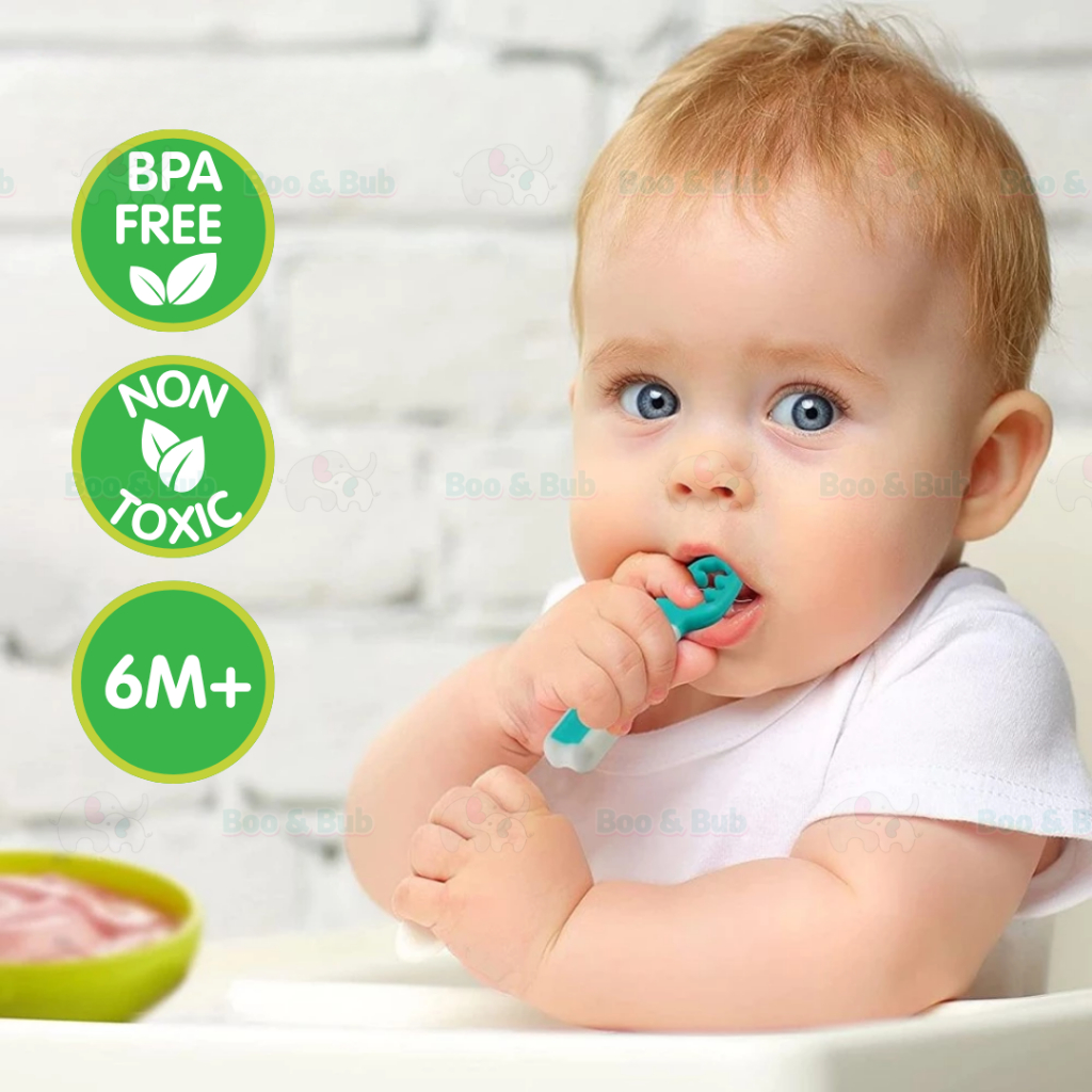 Boo&Bub Baby First Dipping Spoon Set for Self-Feeding BLW Baby Training ...