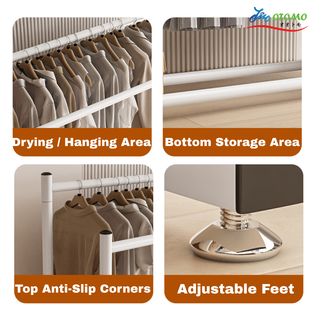 Otomo Double Pole Double Layer Clothes Rack Strong Powder Coated Drying ...
