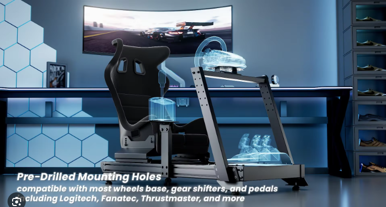 Strix Sim Racing Cockpit with Gear Shift Mount & Seat (Aluminium ...