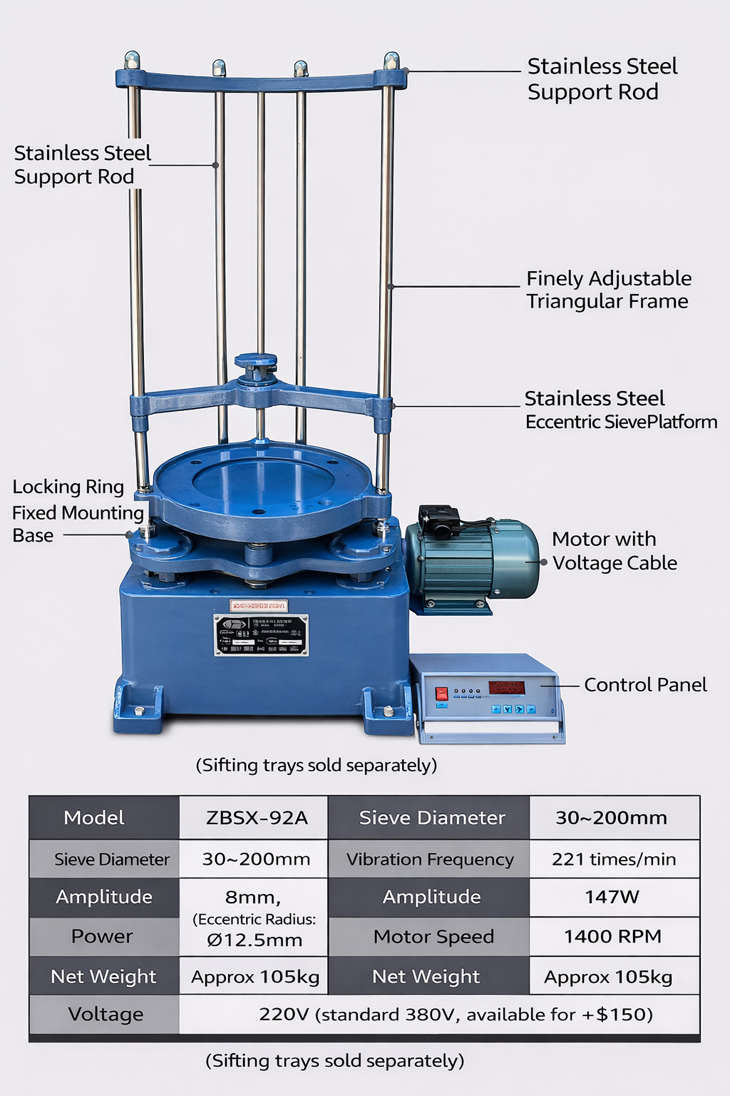 30CM /20CM diameter 8411 type electric vibrating screen machine sieve ...