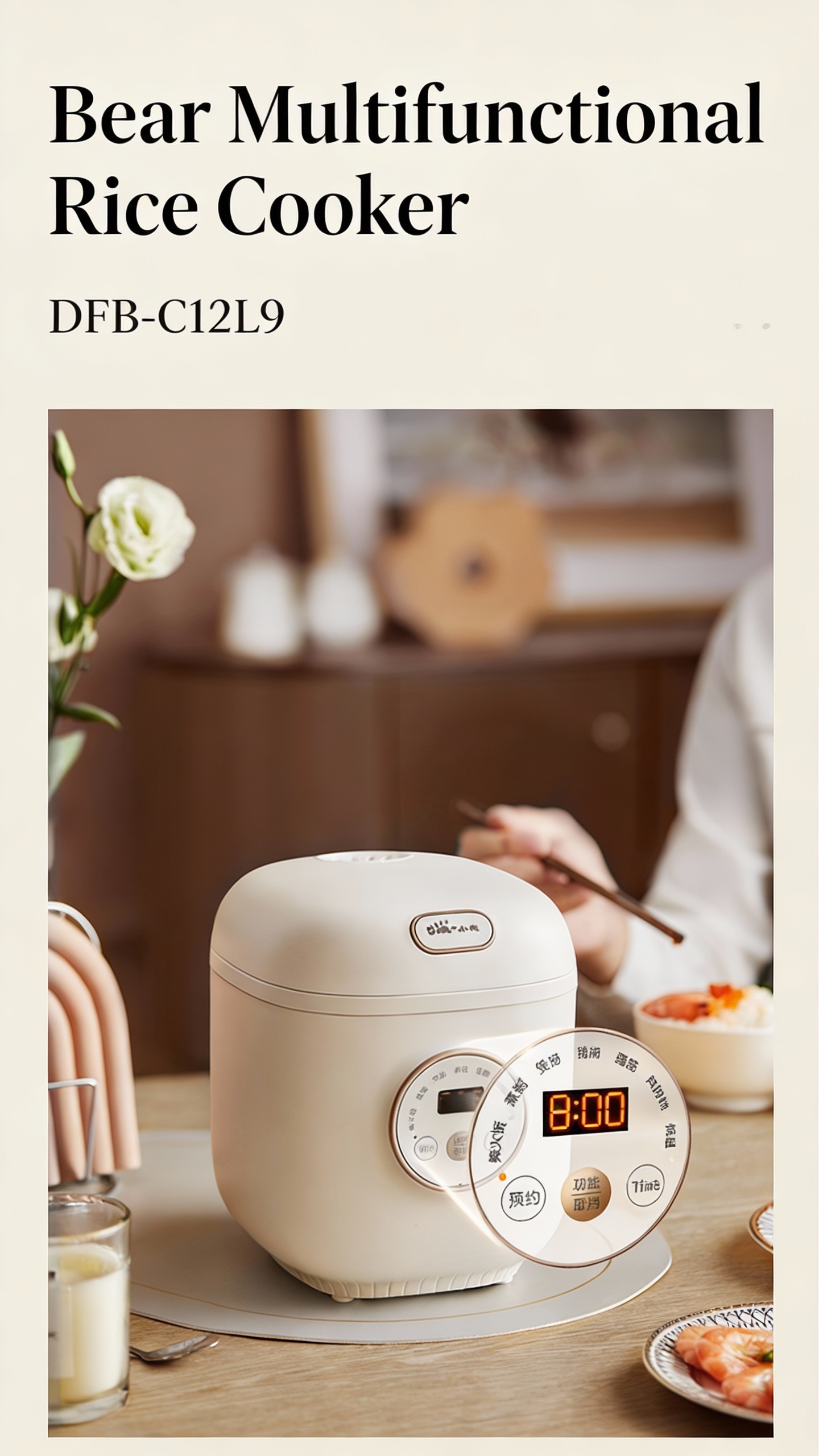Bear Mini Rice Cooker, Smart, Non-stick Inner Pot, Multifunctional for ...