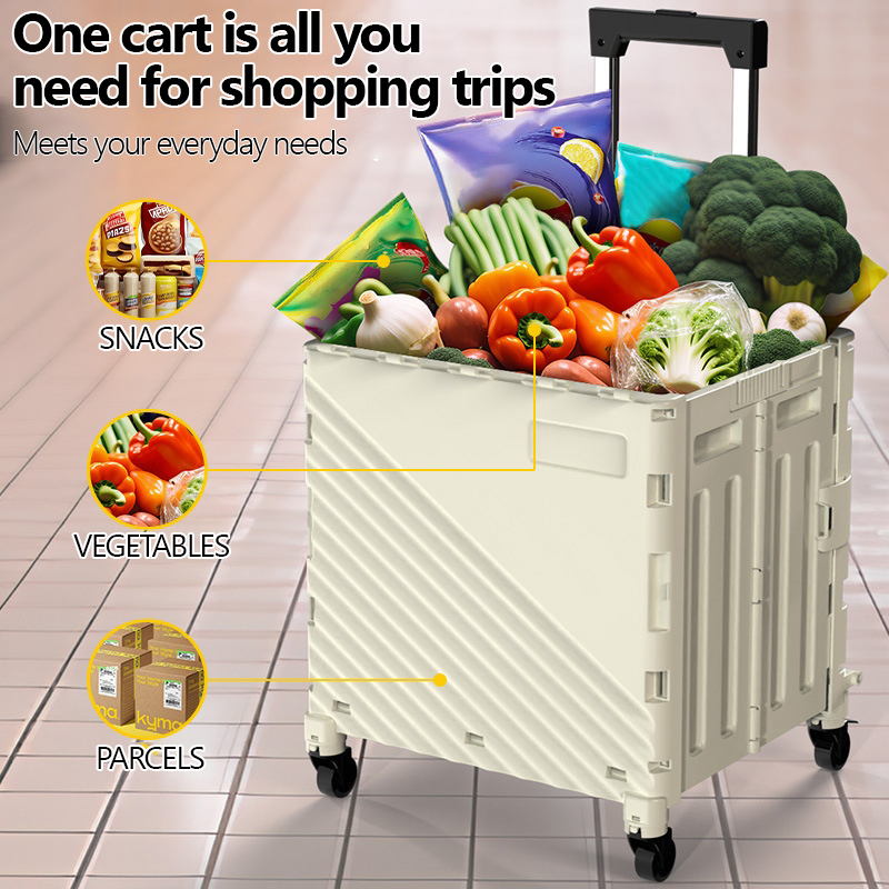 【Foldable Trolley Cart】Large Capacity Portable Shopping Cart｜Storage ...
