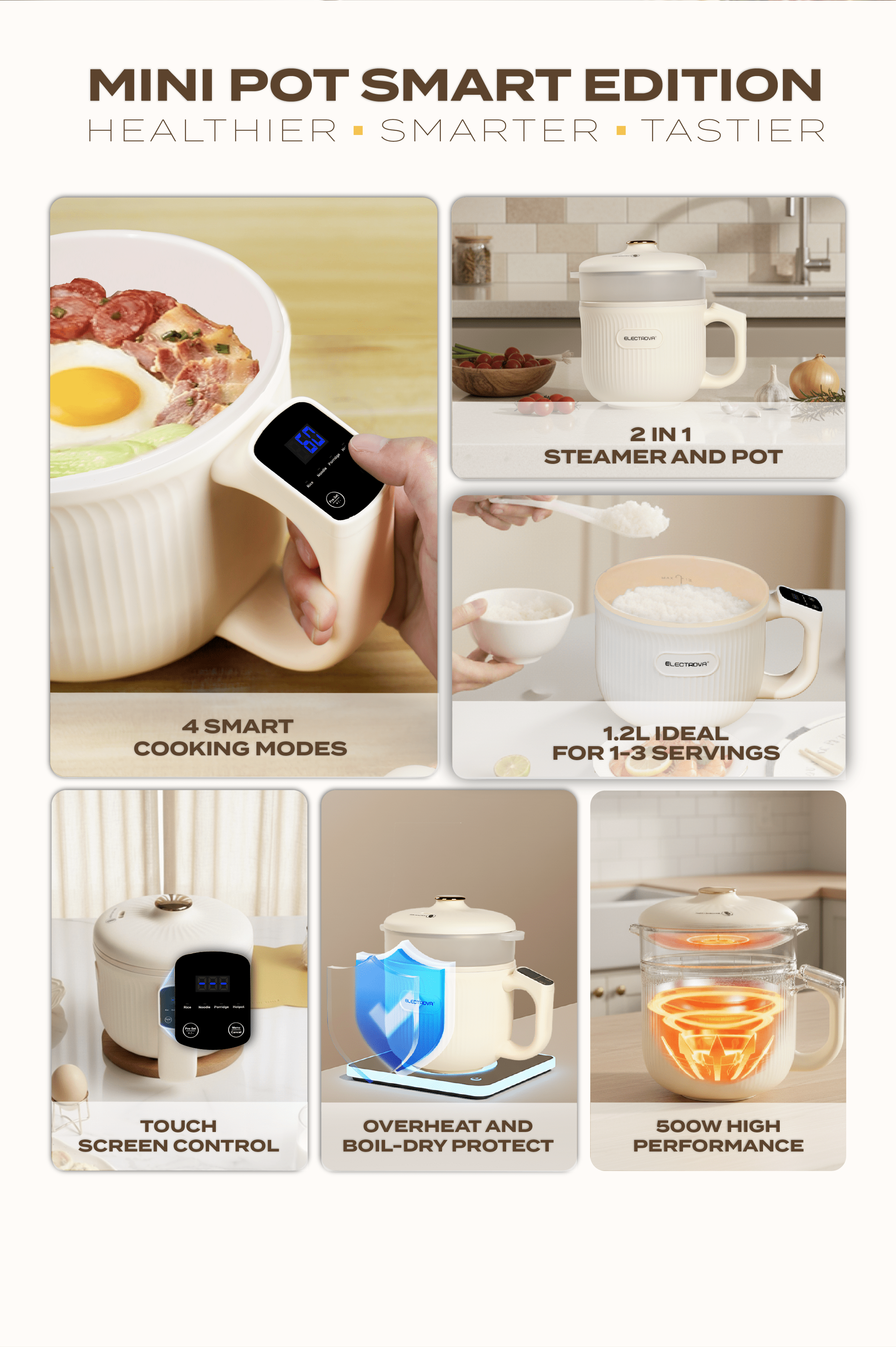 Electrova iCook 1.2L Mini Rice Cooker Multifunction Electric Cooker ...