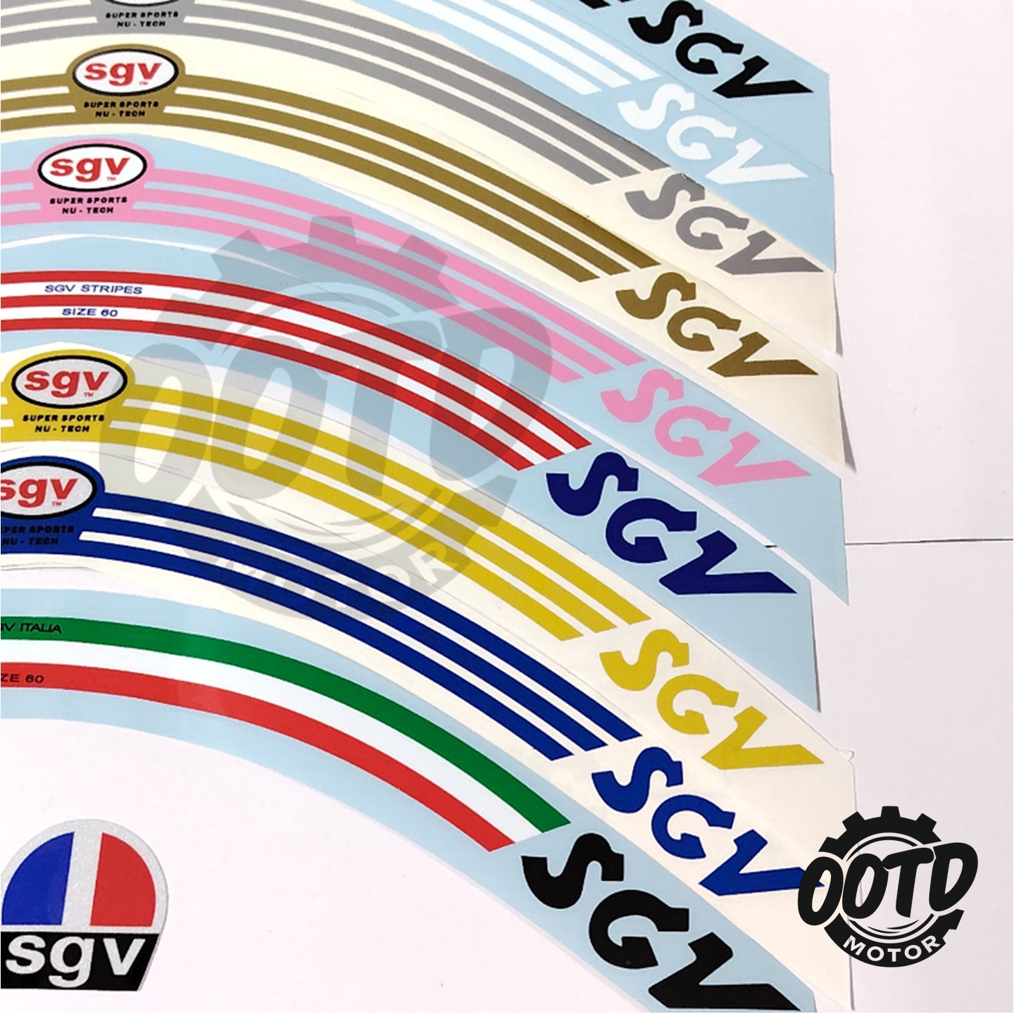 SGV Helmet Sticker Rear Curve Design Custom Stiker Gold Silver Black ...