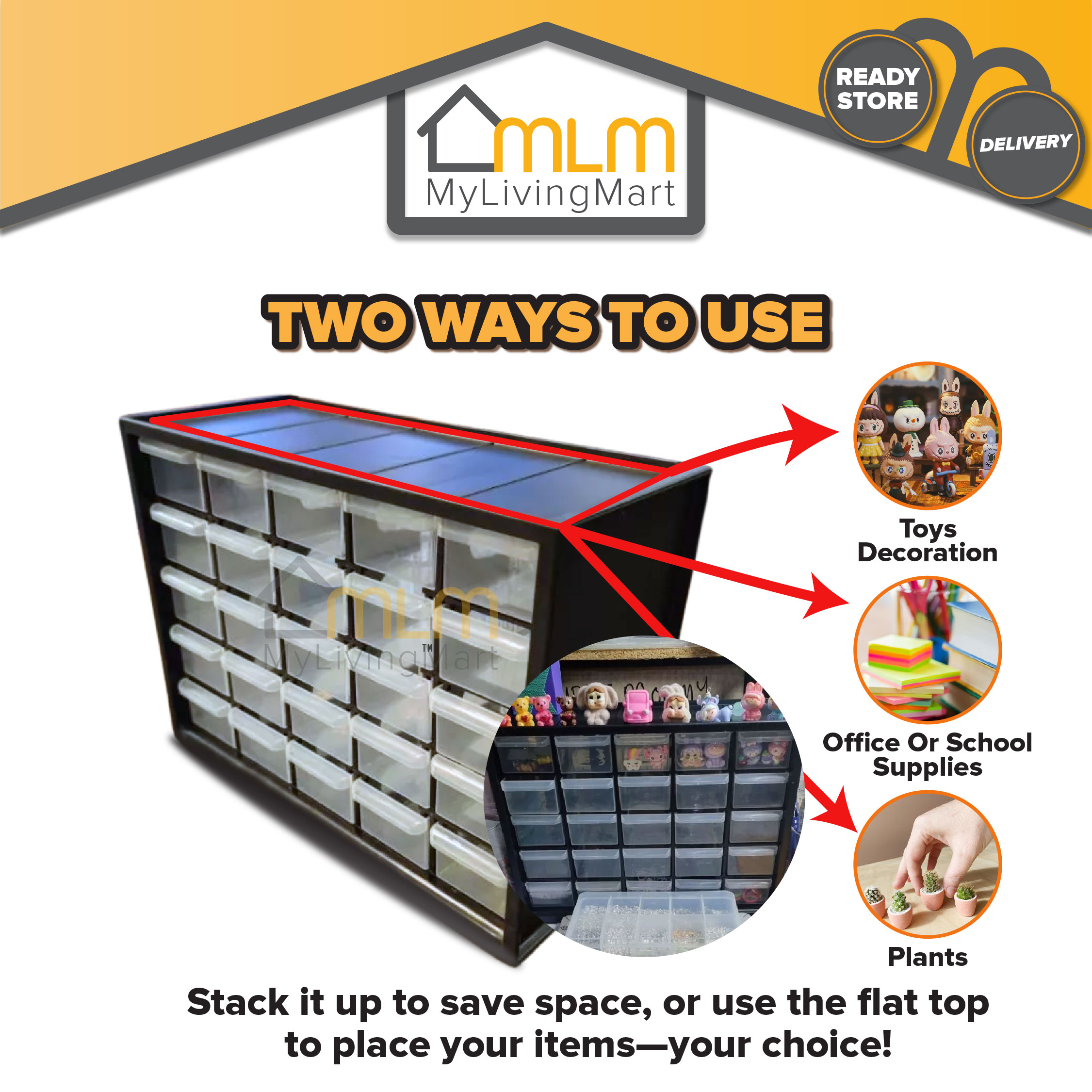 25 Drawers Heavy Duty Stackable Hard Plastic Small Drawer Multi ...