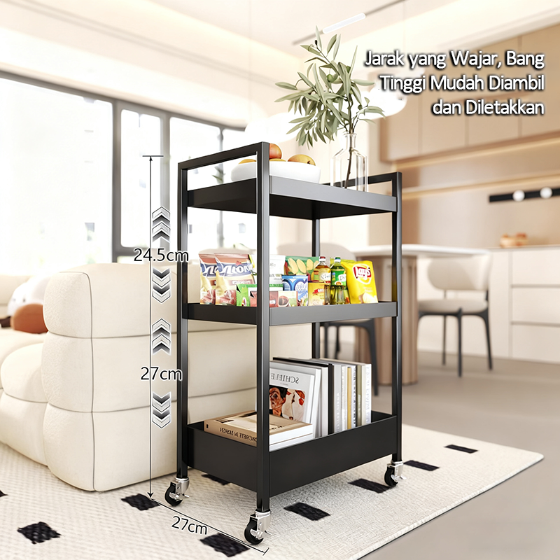Metal Trolley Rack Multi-layer Storage Trolley Multifunctional Utility ...