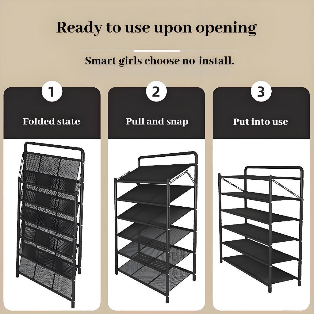 𝐋𝐔𝐌𝐈𝐍𝐒𝐓𝐎𝐖 Foldable Shoe Rack Storage Shelf Shoe Rack Metal Mesh Shoe ...