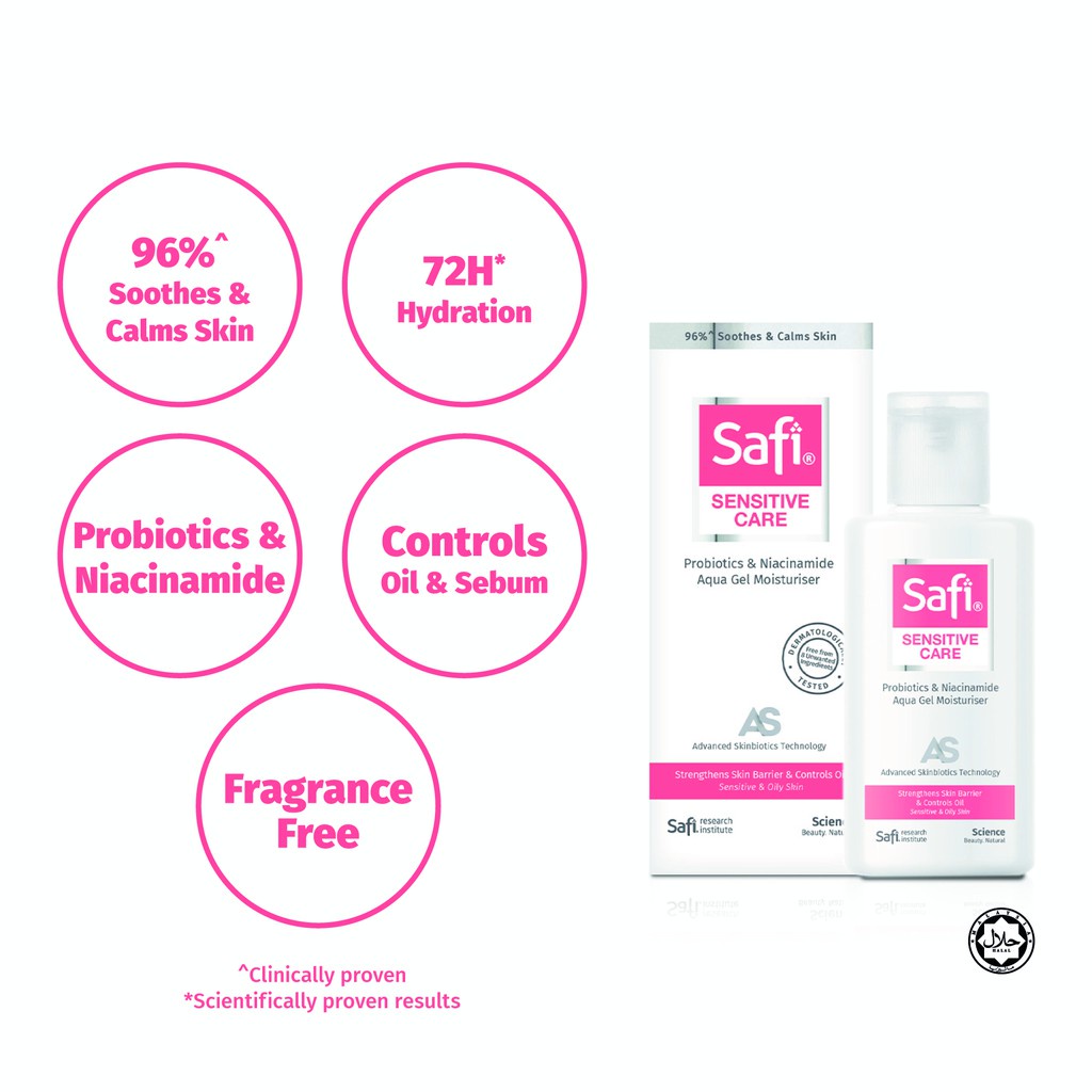 SAFI Sensitive Care Probiotics & Niacinamide Aqua Gel Moisturiser 100ml ...