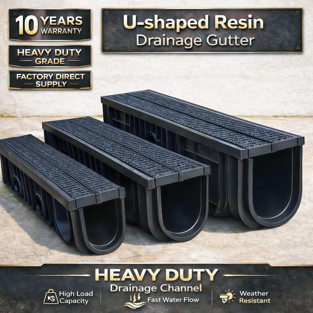 Anti-Clog U-Shaped Resin Drainage Gutter | Heavy Duty Grade High Load ...