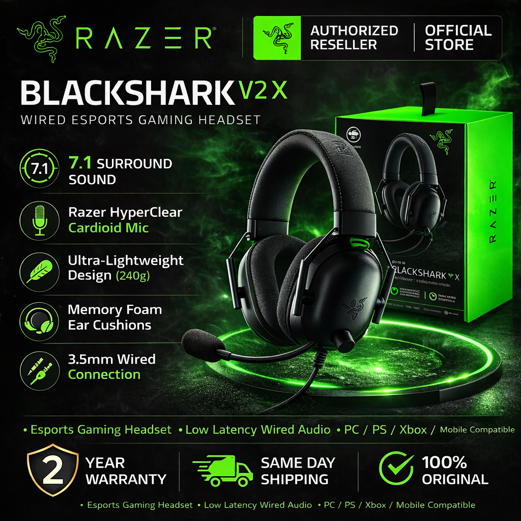 RAZER Blackshark V2 X Razer Wired Headset Esports Wired Gaming ...