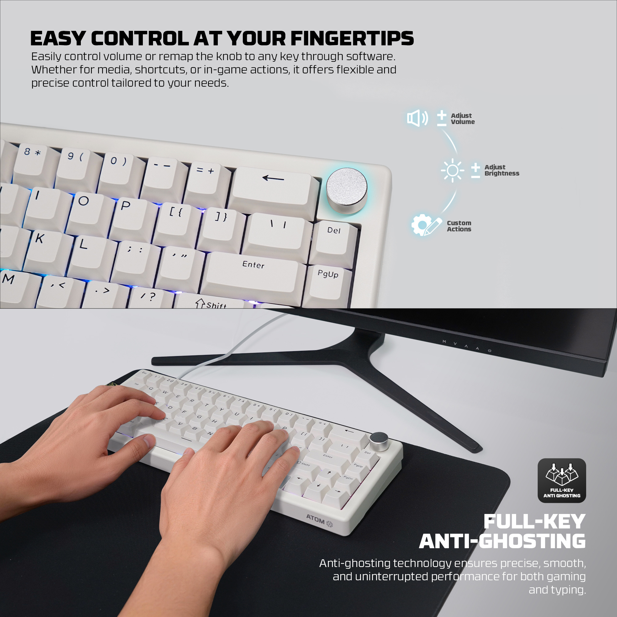 Fantech Atom X66 MK614 Mechanical Keyboard | Hot-Swappable Switch | ABS ...
