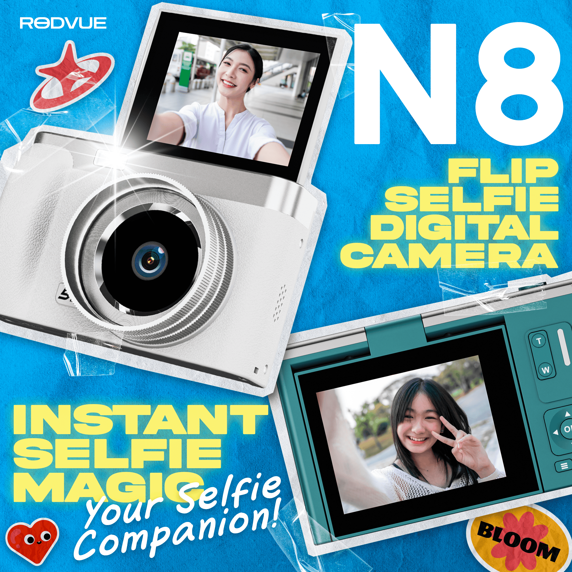 [Free 32GB] RODVUE N8, Flip Screen Digicam, 64MP Photo Output, 5K Photo ...