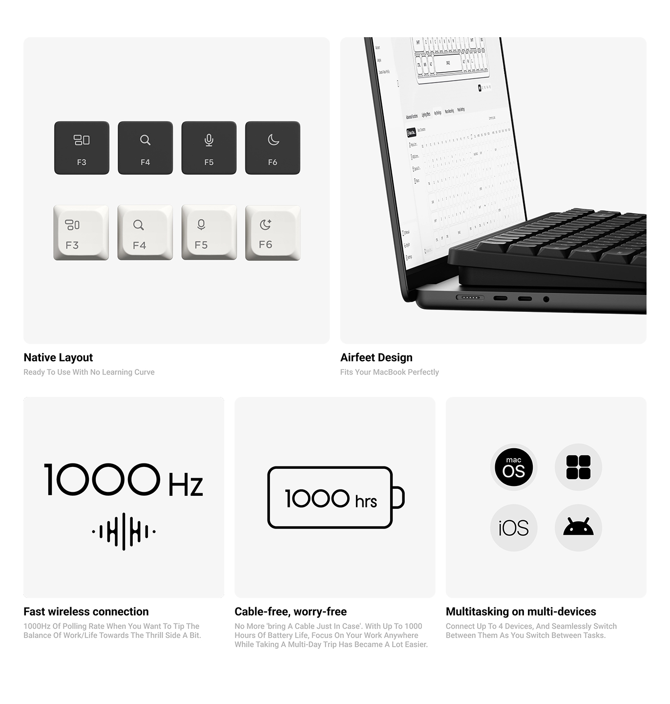 NuPhy Node75 Node100 Low Profile Wireless Mechanical Keyboard Bluetooth ...