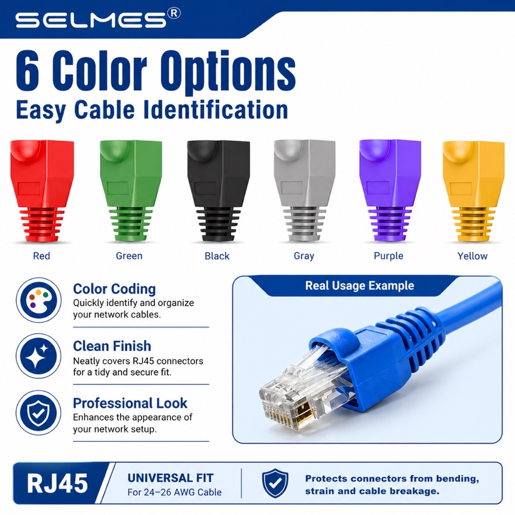 RJ45 Ethernet Network Cap SELMES OD 6.0MM LAN Strain Relief Boots ...