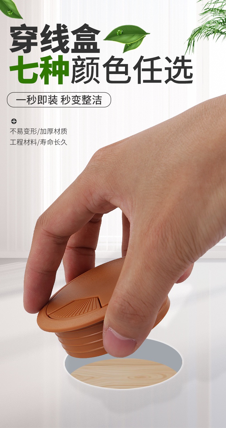 ClassAHW Plastic Cover Wire Cable End Cap Computer Round Desk Grommet ...