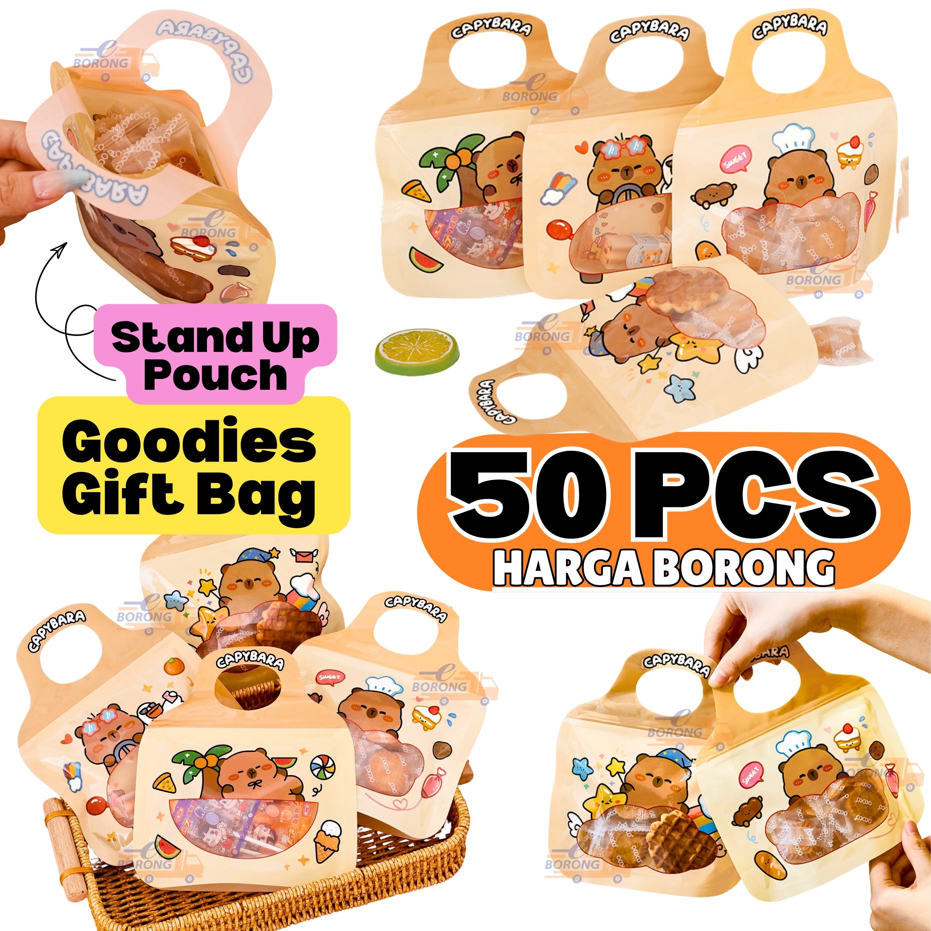 BORONG【25pcs】8cm Sticker Birthday For Goodies Gift Box Plastic Paper ...